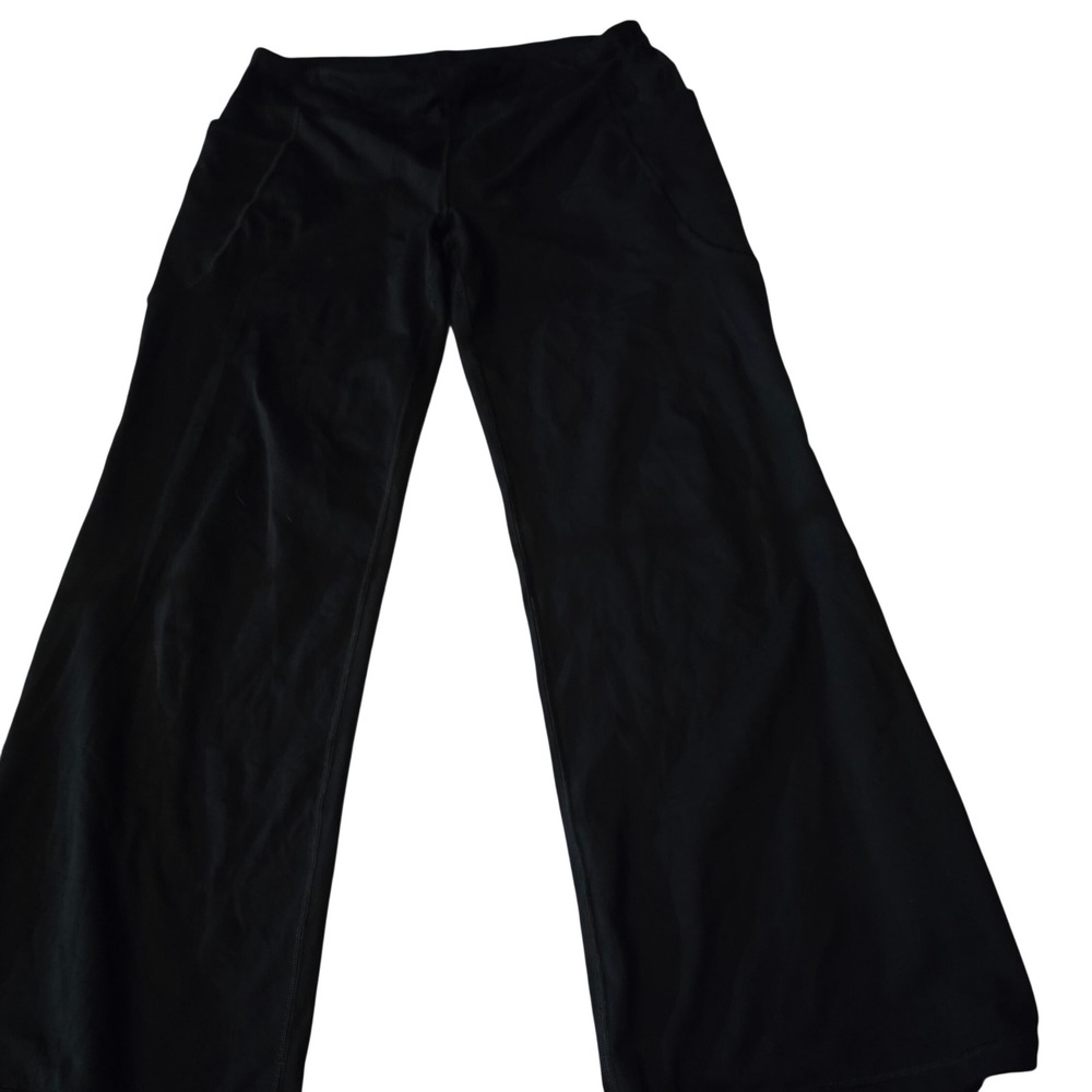 Kyodan Womens Black Wide Leg Yoga Pants High Rise Pockets Athletic Trousers XL